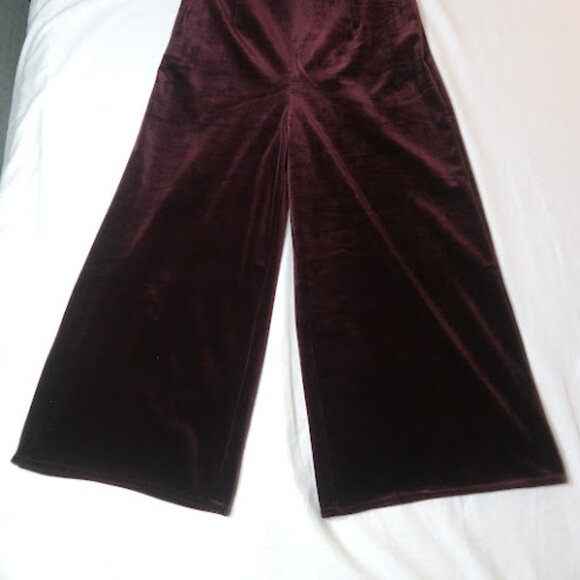 ANTHROPOLOGIE GREYLIN | Burgundy Velvet Wide Leg Luna Jumpsuit Holiday Party XS - Picture 7 of 13